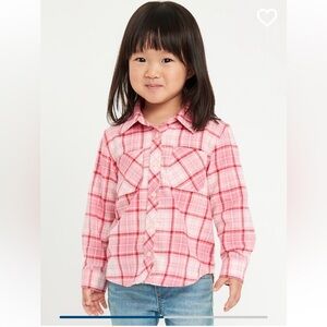 OLD NAVY *NWOT* long sleeve flannel plaid shirt toddler girl 3T